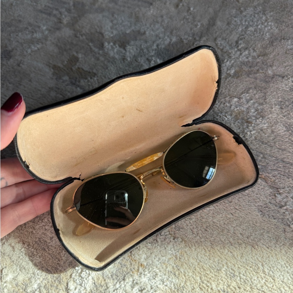 Vintage Gold Sunglasses with Original Case